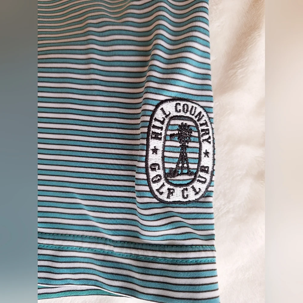 Foot Joy men's blue and white striped golf shirt - size Large